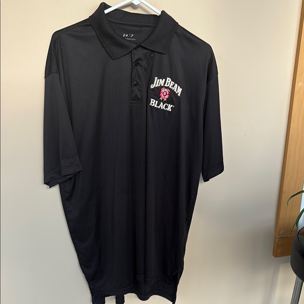 Black Polo Shirt with Embroidered Detail